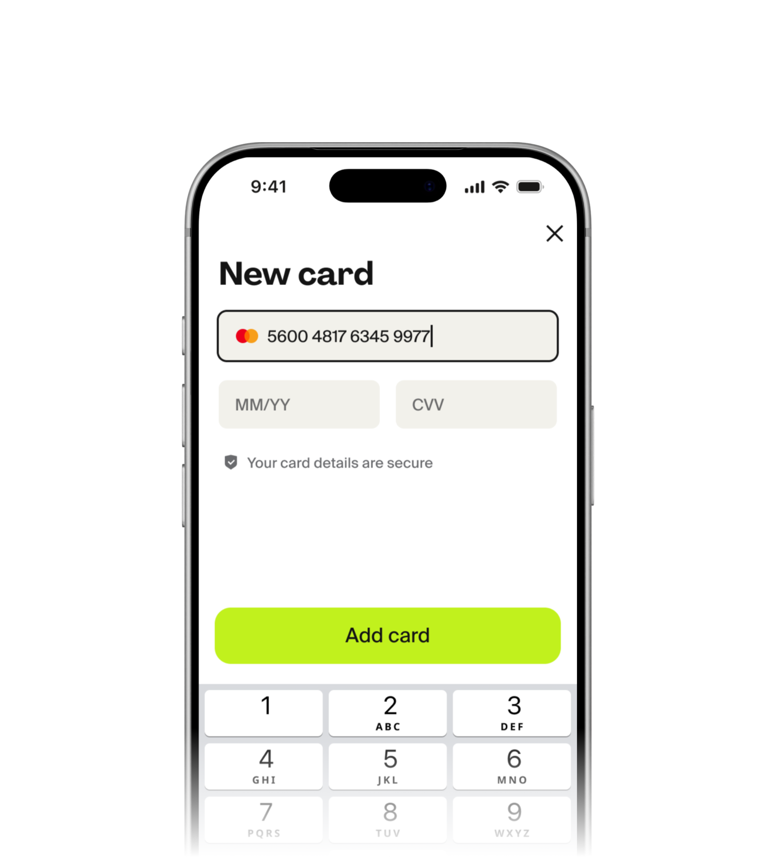 Add a new payment card
