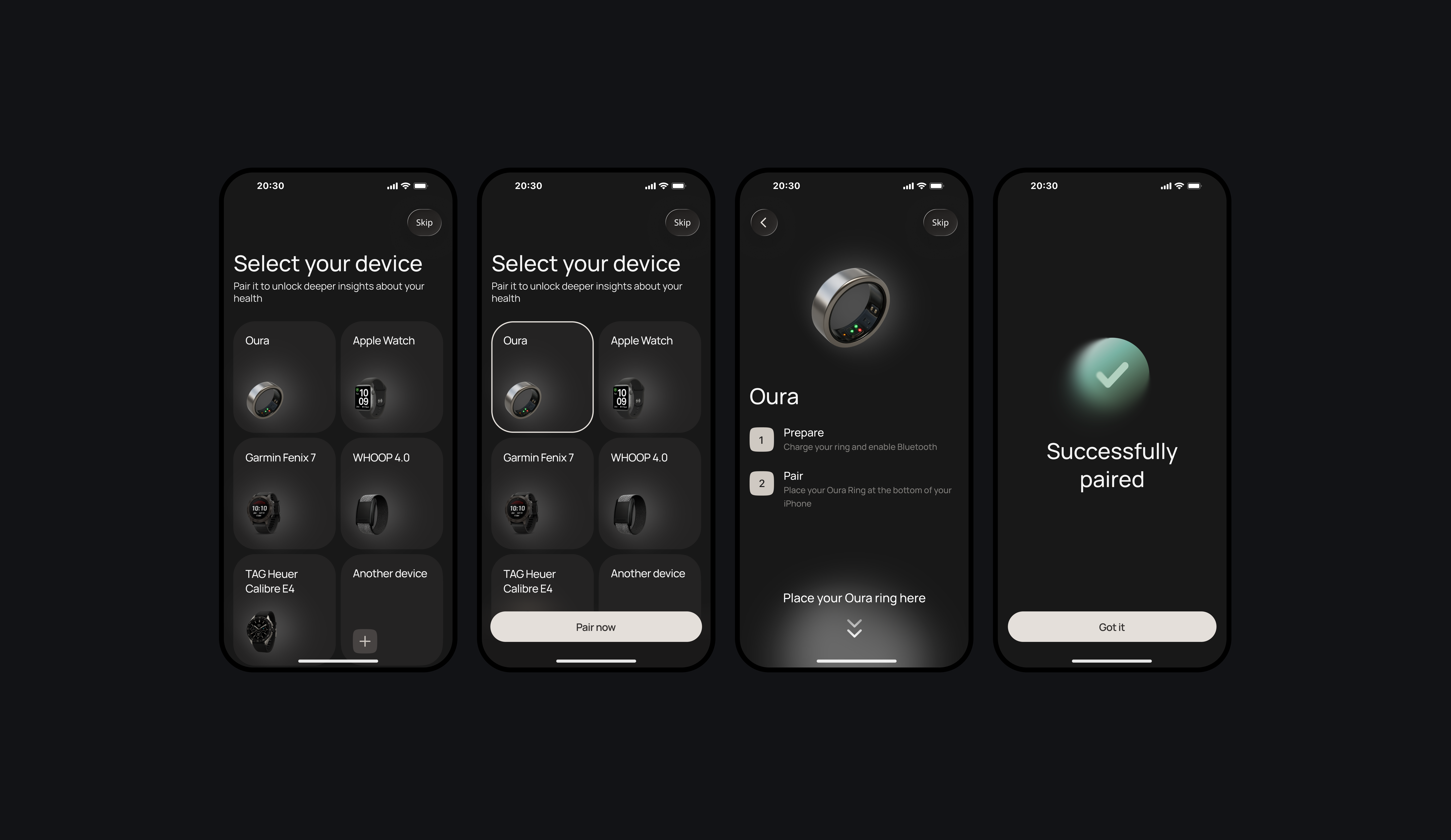 Device selection and pairing