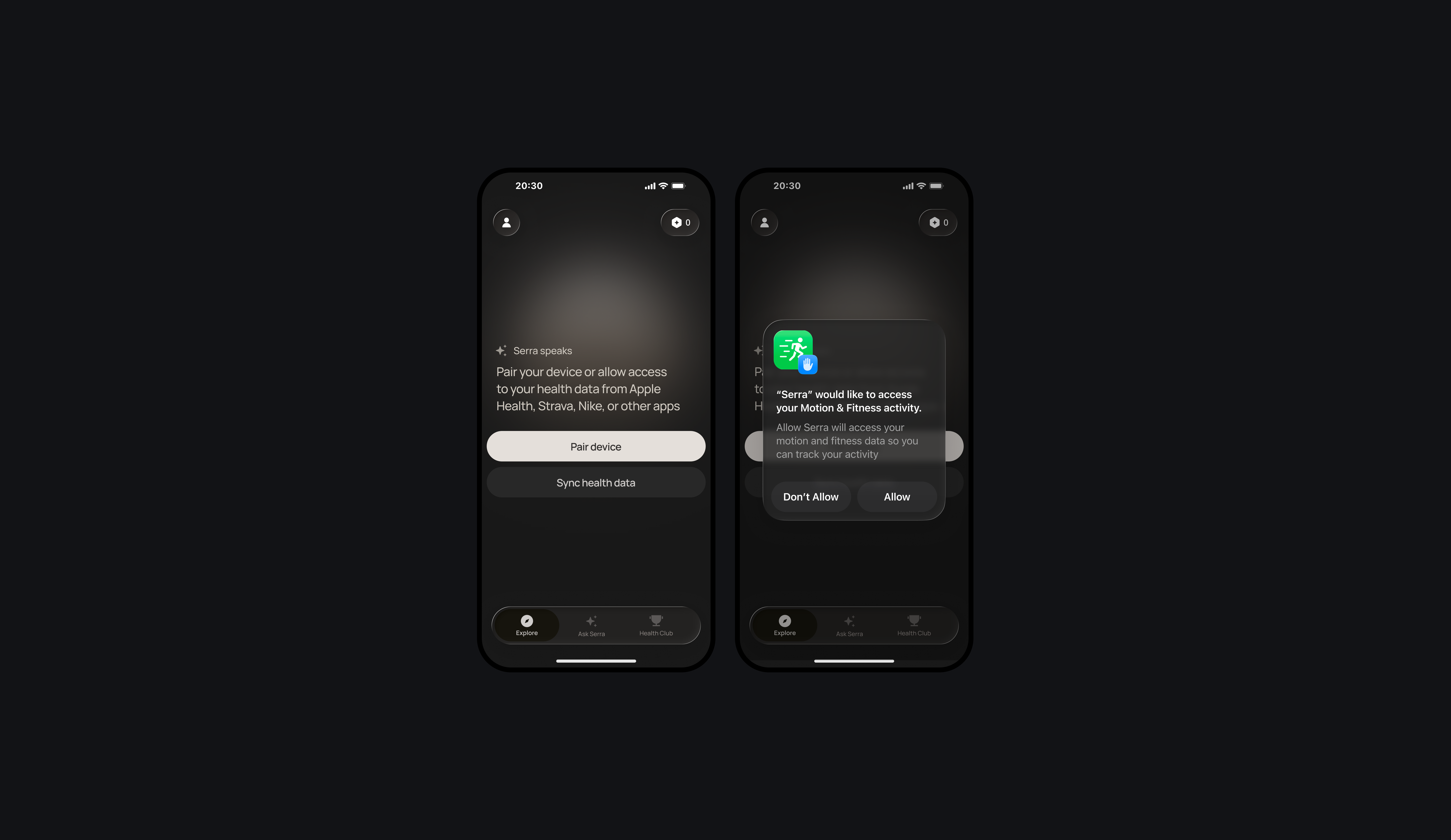 Optional pairing and phone activity access