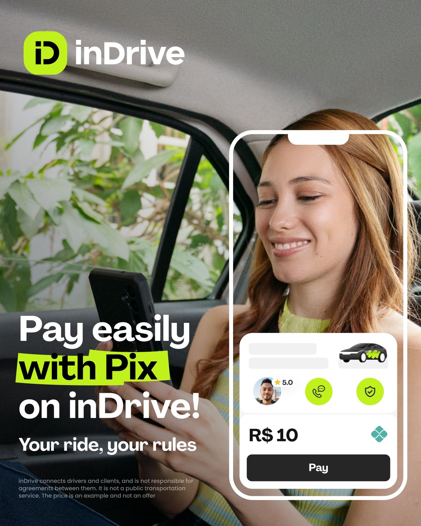 Pay easily with Pix on inDrive — marketing creative